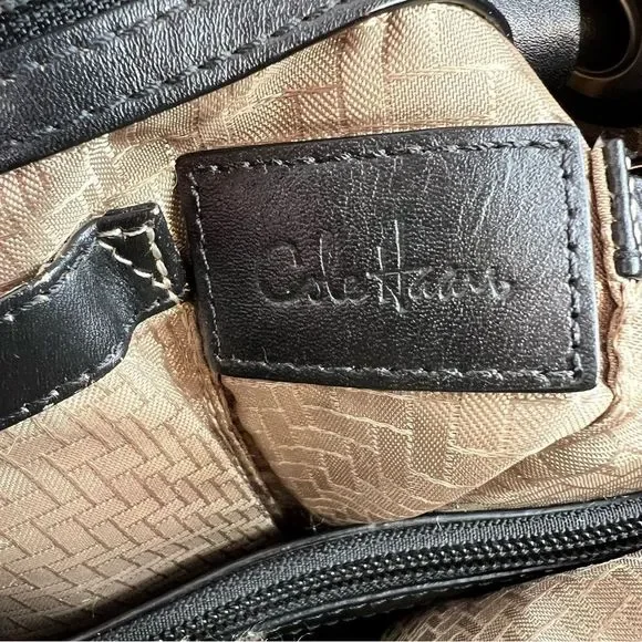 COLE HAAN Village Weave Leather Handbag Hobo or Circular in Black - Picture 16 of 16